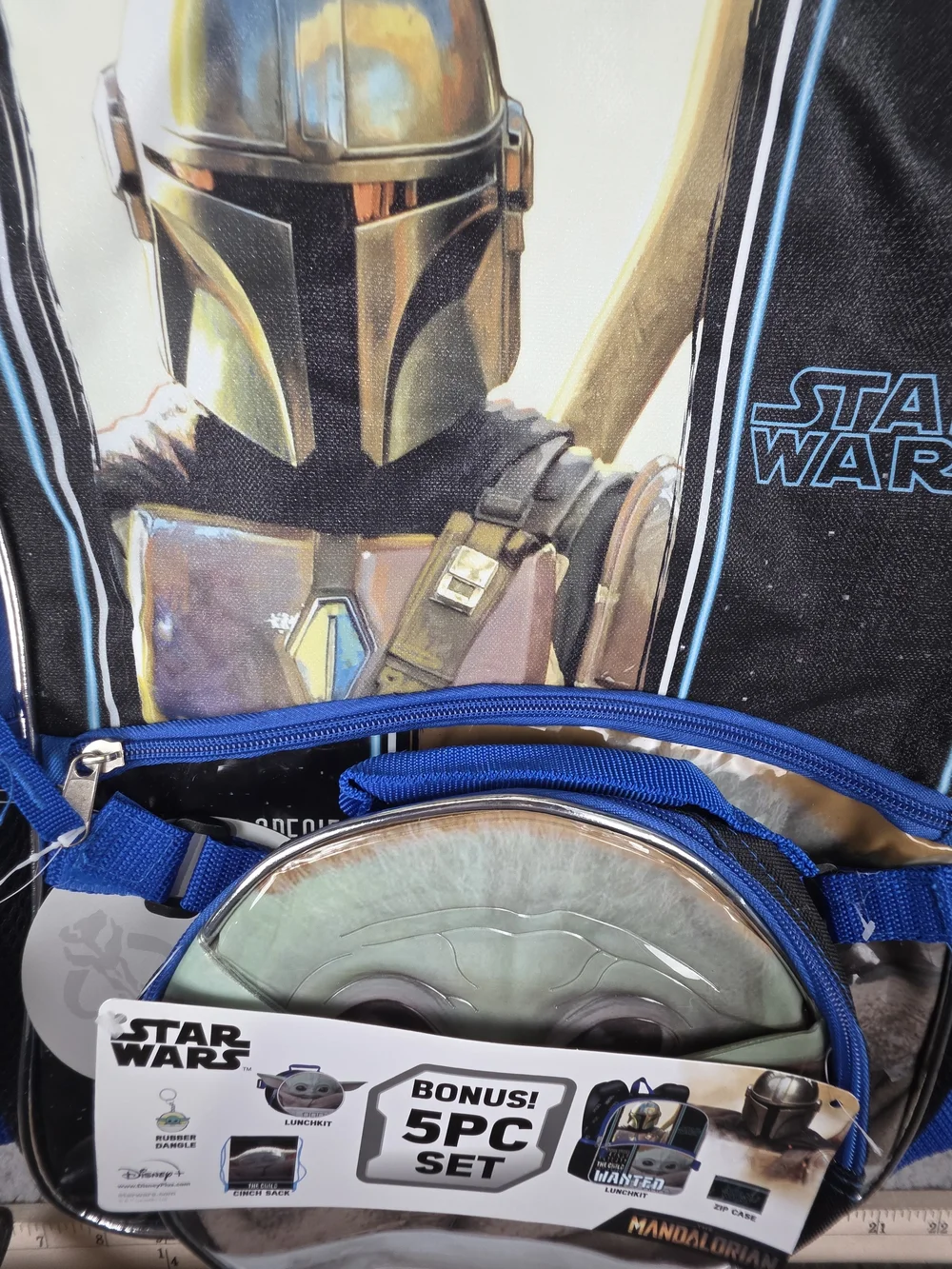 NWT DISNEY Backpack 5 Pc Stars Wars Bundle Bookbag Lunchbox Zip Case Black Blue